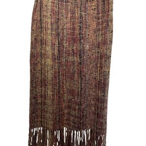 Brown Multicolor Fringe Skirt.  Size Medium